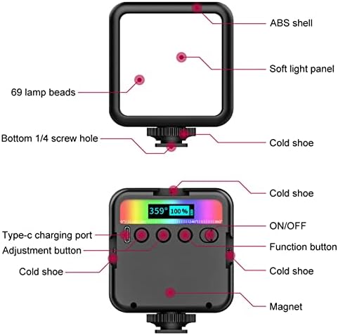 Джобен RGB-Видеосвет, Джобно Led Осветление за Фотография, Лампа за Снимане с регулируема яркост от 2500 до 9000 До Пълноцветен