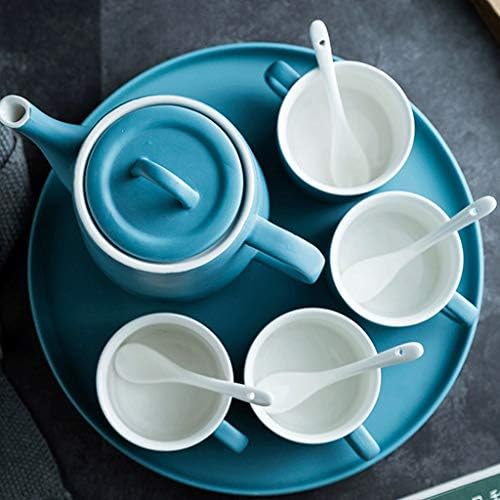 SCYMX Европейски Стил Класически Дизайн, Матирана Творчески Кана Чай Керамичен Чайник за Следобеден Чай с Тава