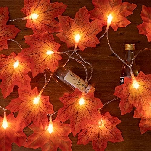 Есенен Декор JIELIELE, Гирлянди от Кленов листа за Деня на Благодарността, 20 светодиода, въздушен Лампа с дистанционно