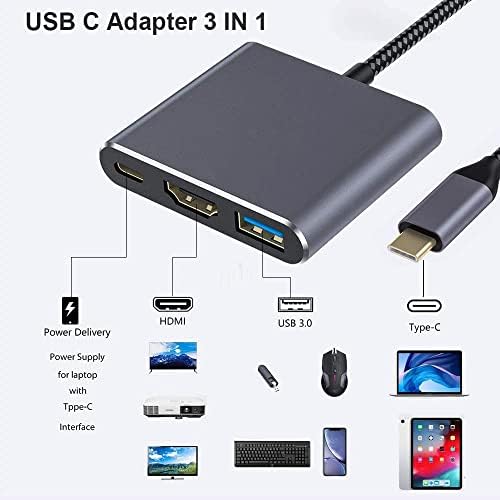 Многопортовый адаптер QCEs USB C-HDMI, Многопортовый Цифров AV адаптер USB-C, Конвертор Type C за Mac с видеовыходом