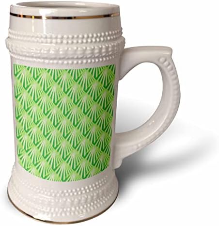 Триизмерна Зелена чаша за почивка на тропически плаж и палми в стил ар-деко - 22 грама (stn-362585-1)