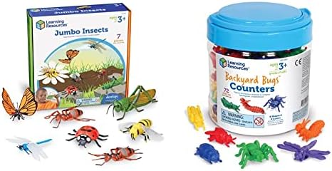Образователни ресурси Гигантски насекоми - 7 парчета, образователни играчки за деца от 3 години и Броячи насекоми в задния