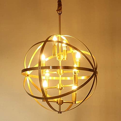 Аксесоари VYYAF 8-Lights Метални Сферични Окачен Тавана Лампа с Променлива Яркост, Полилей в стил Постмодерното, Чист
