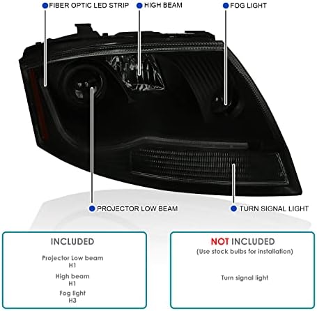 SPEC-D ТУНИНГ Led панел Черен Дим Проектор Фарове Съвместим с Audi TT 1999-2006 година на Издаване С Резервни Леви +