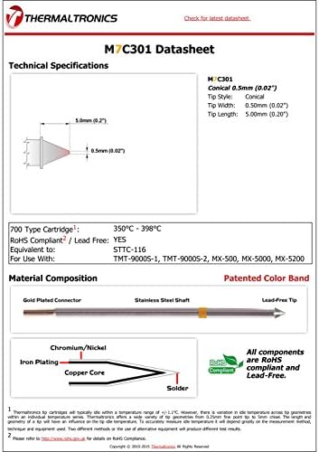 Thermaltronics M7C301 Тънки 0,5 мм (0,02 инча), взаимозаменяемый за Metcal STTC-116