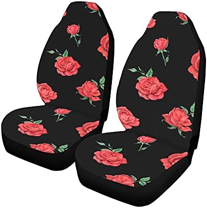 Калъфи за автомобилни седалки Куин Cafe с Червени рози на черен фон (опаковка от 2)