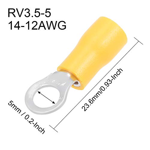 uxcell® RV3.5-5 Изолирани Електрически Обжимная Клемма, Съединител с околовръстен лопата за AWG14-12 50 бр.