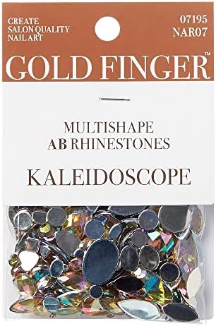 Кристали за дизайн на ноктите Златен пръст в различни форми - 300 бр, кристали с равна обратна страна на Различни цветове