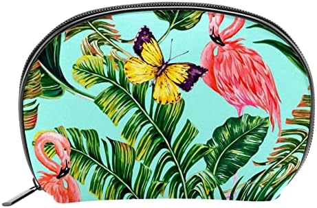 TBOUOBT Козметични чанти, козметични Чанти за жени, Малки Пътни Чанти за Грим, Тропическа Пеперуда Фламинго
