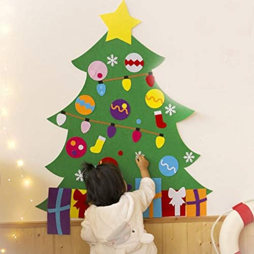 Amosfun Подарък за дребосъка САМ Фетровая Коледно Дърво Фетровая Коледно Дърво с Украса на Коледни Подаръци за Коледа