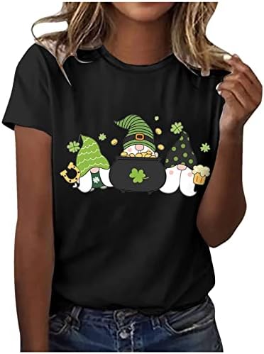 Ризи на Деня на Св. Патрик, Дамски Летни Блузи с Графичен Дизайн Елф С Къс Ръкав, Свободна Удобна Тениска за Ирландски