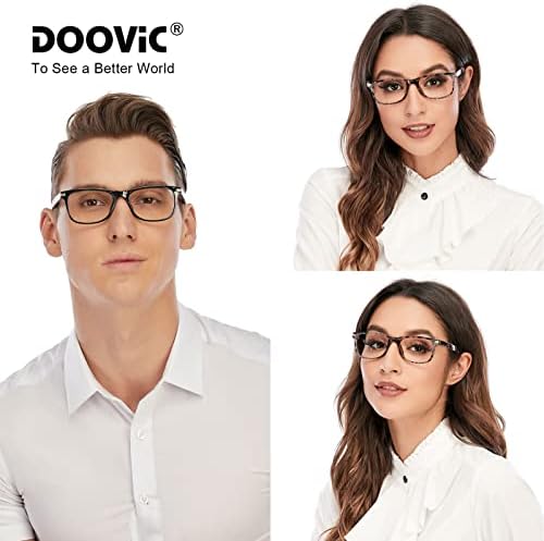 Очила за четене DOOViC, Комплект от 2 Сини, Заключващи Светлина, Черни/Черепаховых, с Пружинным тръба на шарнирна Връзка, с Качествени слънчеви Очила за Четене за Мъже и