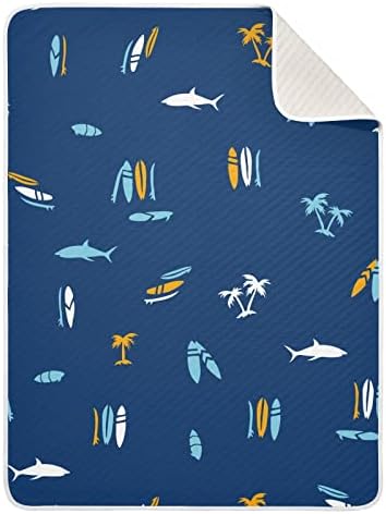 Пеленальное Одеяло Shark Palm Tree Сърфирах Navigation Памучно Одеало за Бебета, Като Юрган, Леко Меко Пеленальное одеало