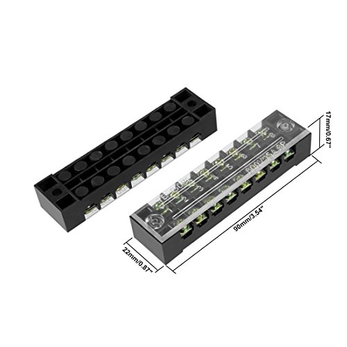 uxcell Двухрядный 8-Позиционен Кабелен бариера 600V 15A, Клеммная актуално TB-1508L