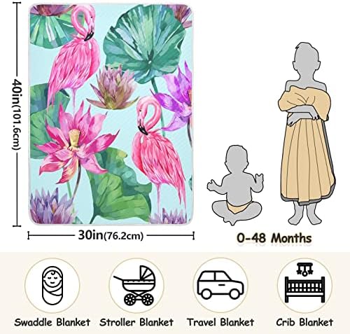 Пеленальное Одеяло с Розов Lotus и фламинго, Памучно Одеало за Бебета, Като Юрган, Леко Меко Пеленальное Одеало за детско