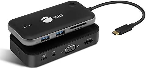 Безжични видео екран SIIG с възел USB-C, 2X USB 3.0, 5 Gbit/s, устройство за четене на карти SD и TF, дава възможност