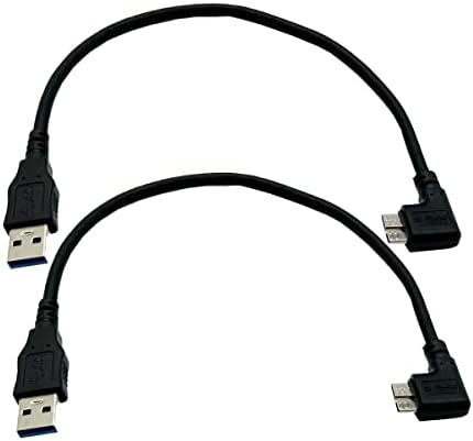 Seadream Ъглов кабел Micro USB 3.0 M/ M 2 опаковки с ляв ъгъл на USB 3.0, Micro B Включете към USB 3.0 Тип A plug Gen