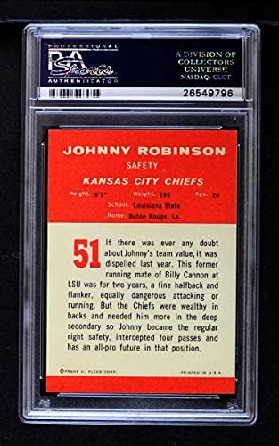 1963 Fleur 51 Джони Робинсън Канзас Сити Шефове (Футболна карта) PSA PSA 7.50 Шефове ЛЪЖА